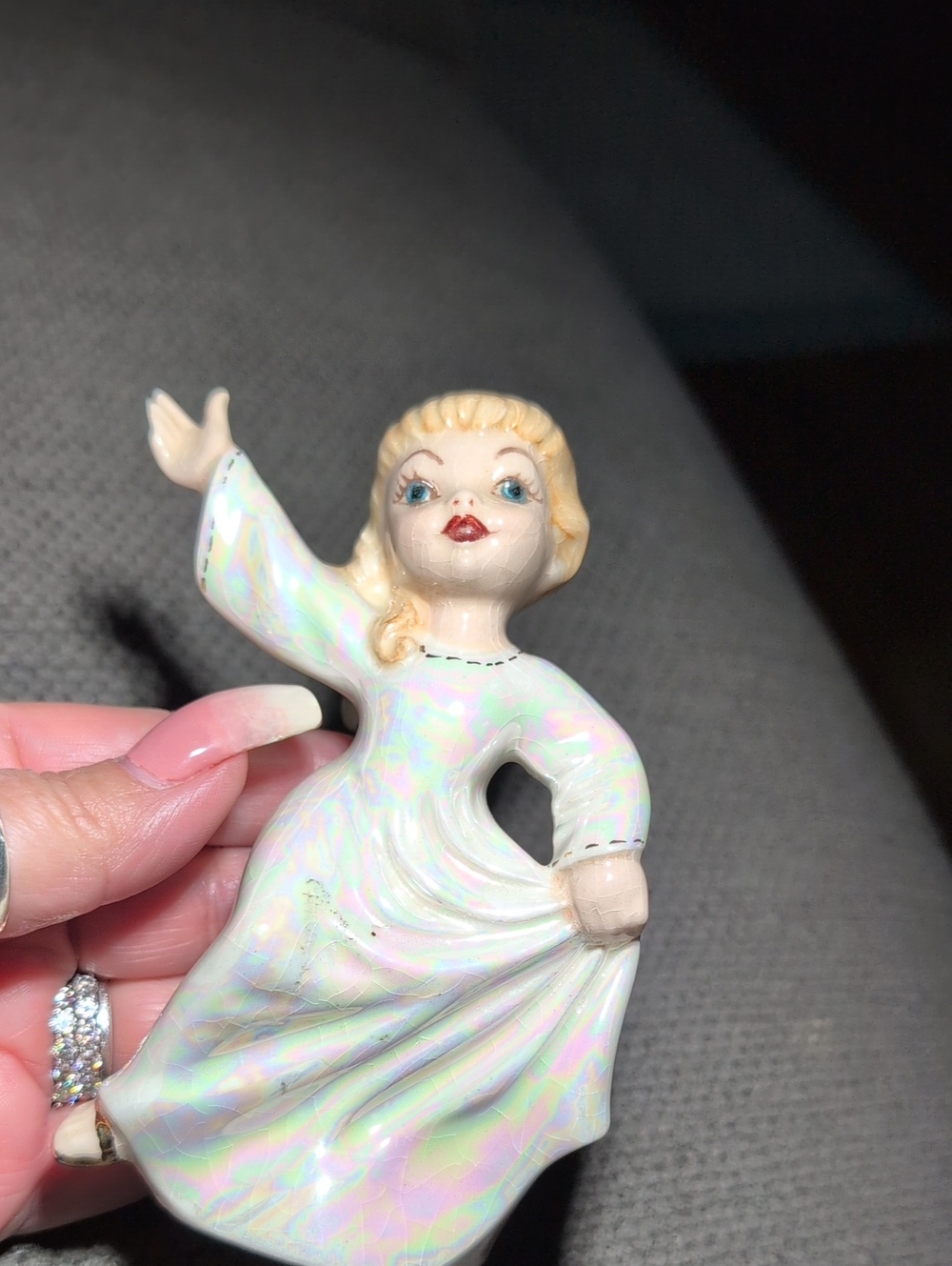 Vintage Holland Mold Iridescent White Porcelain Dancing Angel Girl Figurine